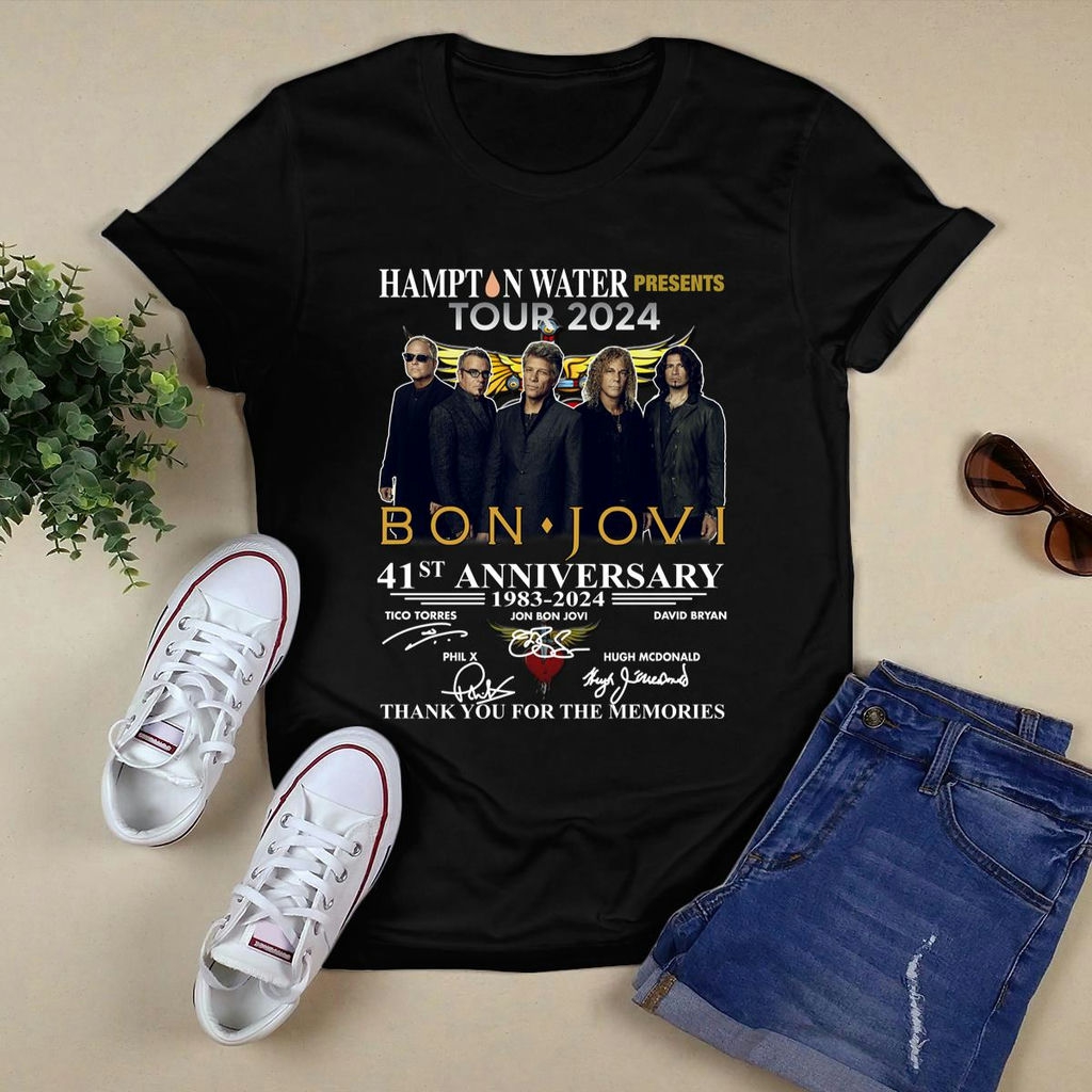 Bon Jovi Hampton Water Presents Tour 2024 Signatures 41st Anniversary 1983 2024 T Shirt