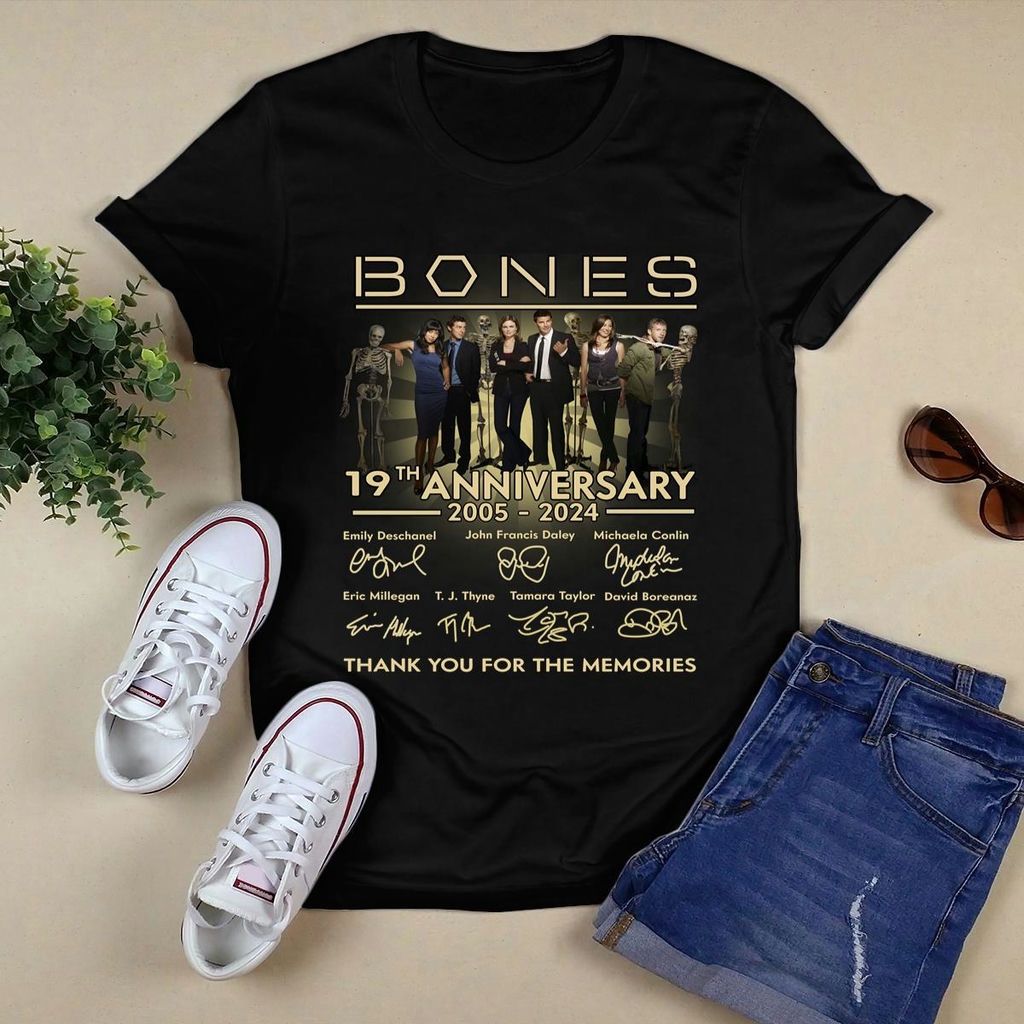 Bones Tv Series 19th Anniversary Signatures Thank You For The Memories Shirt