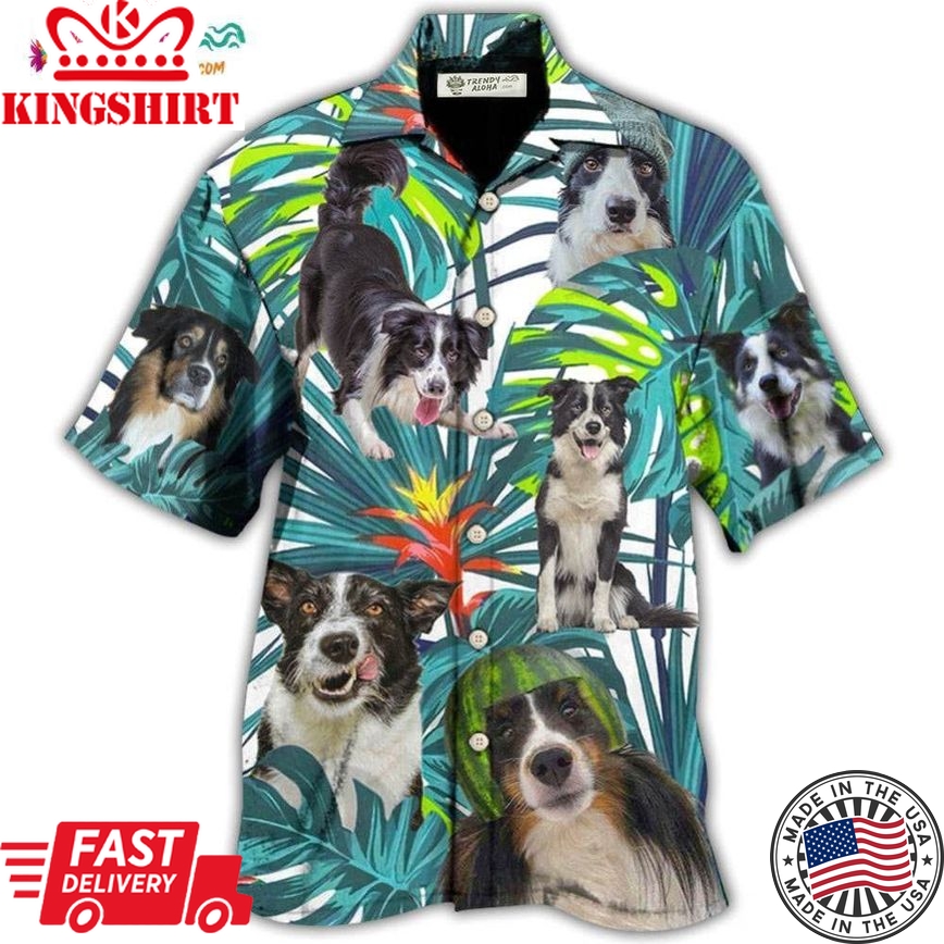 Border Collie Dog Tropical Leaf Lover Hawaiian Shirt