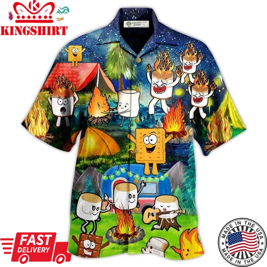 Camping Chocolate Marshmallow Fire Hawaiian Shirt