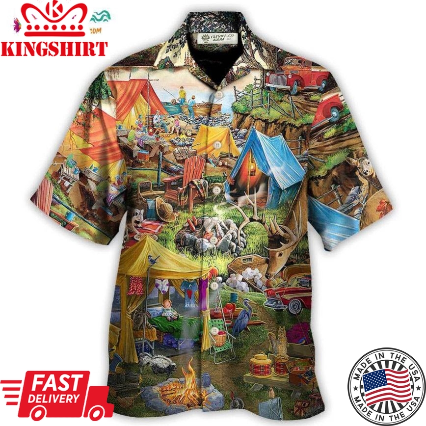 Camping Glamping Tent Family Picnic Happiness Hawaiian Shirt