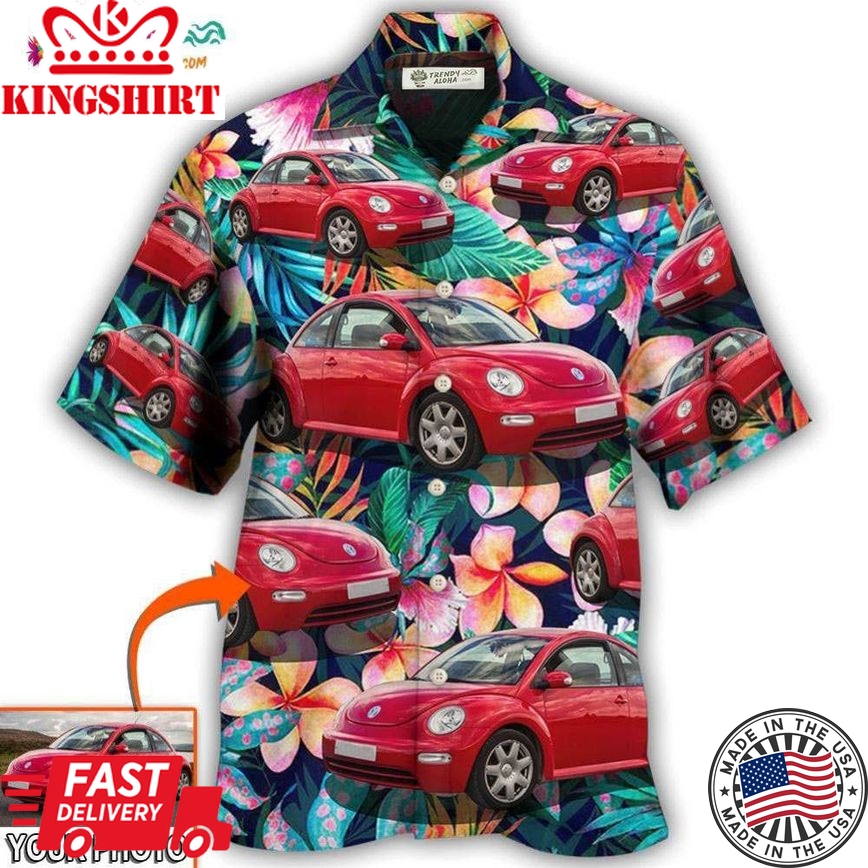 Car Beetle Car Luxury Tropical Flower Custom Photo Hawaiian Shirt