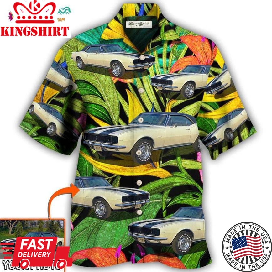 Car Camaro Car Classic Style Tropical Flower Custom Photo Hawaiian Shirt