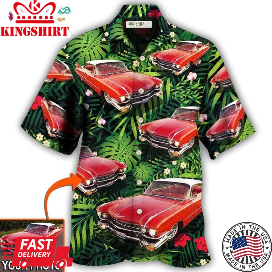 Car Eldorado Car Classic Tropical Flower Custom Photo Hawaiian Shirt