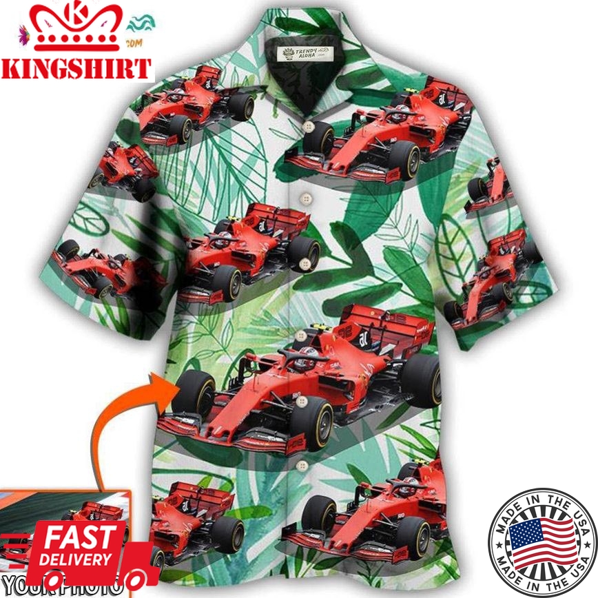 Car Formula One Tropical Custom Photo Hawaiian Shirt