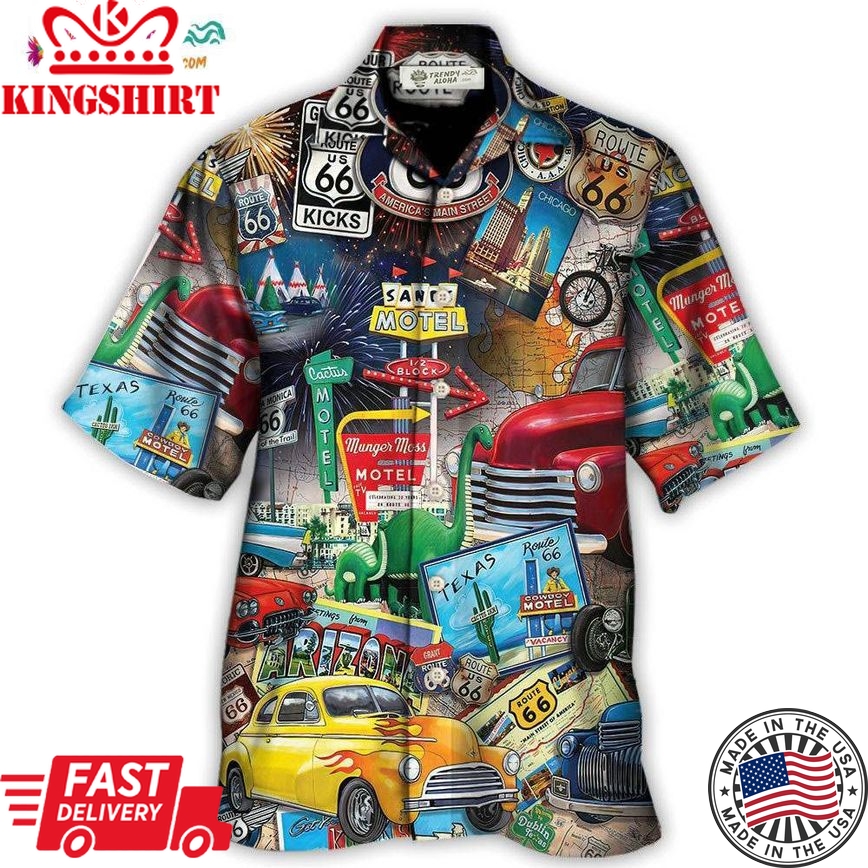 Car Route 66 Road Trip Puzzle Hawaiian Shirt