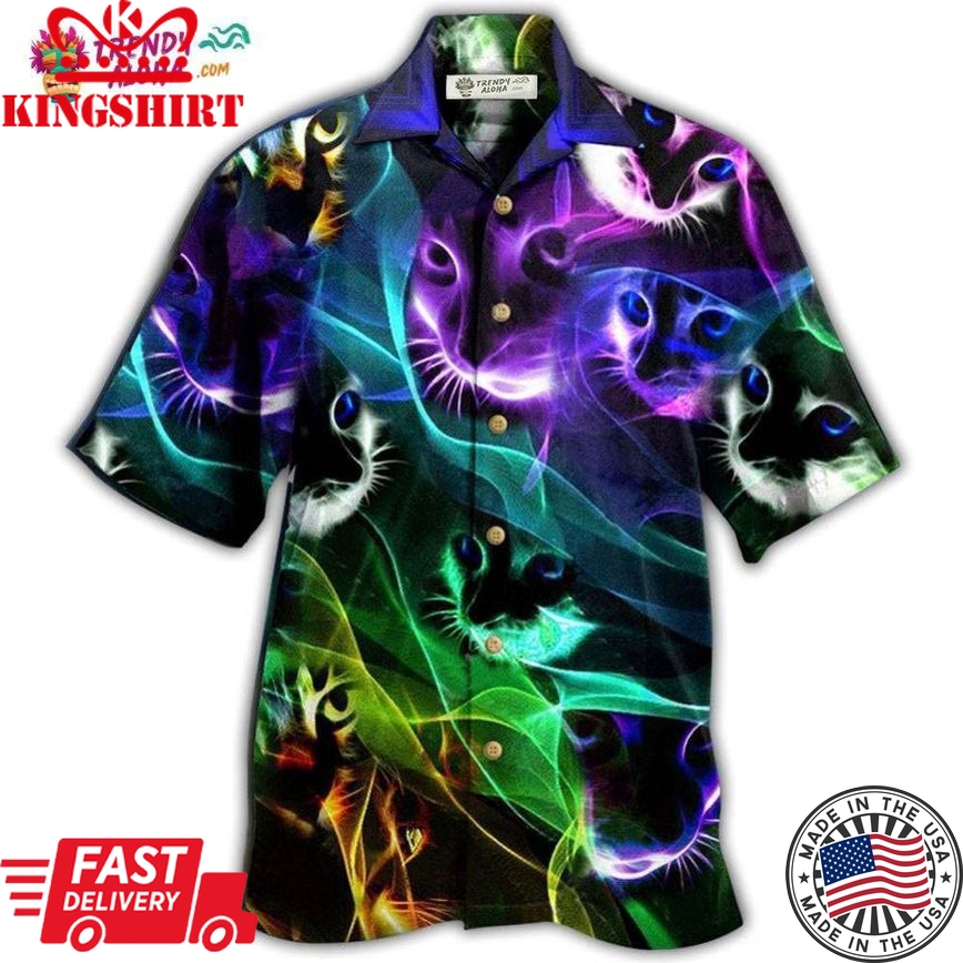 Cat Awesome Flash Neon Style Hawaiian Shirt