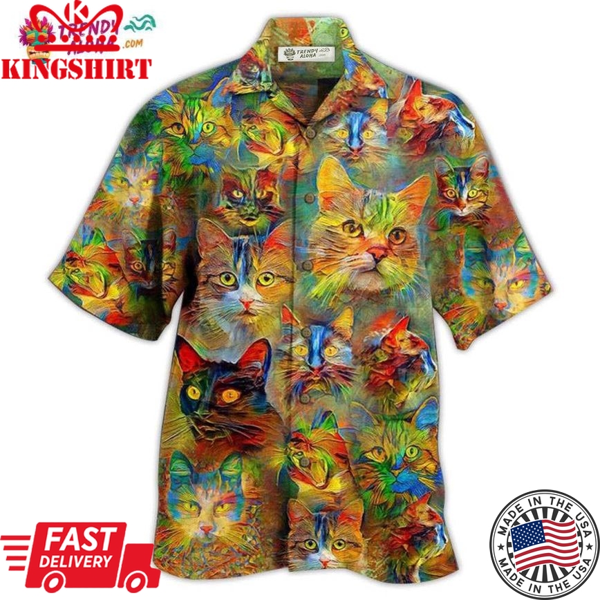 Cat Beautiful Colorful Painting Hawaiian Shirt