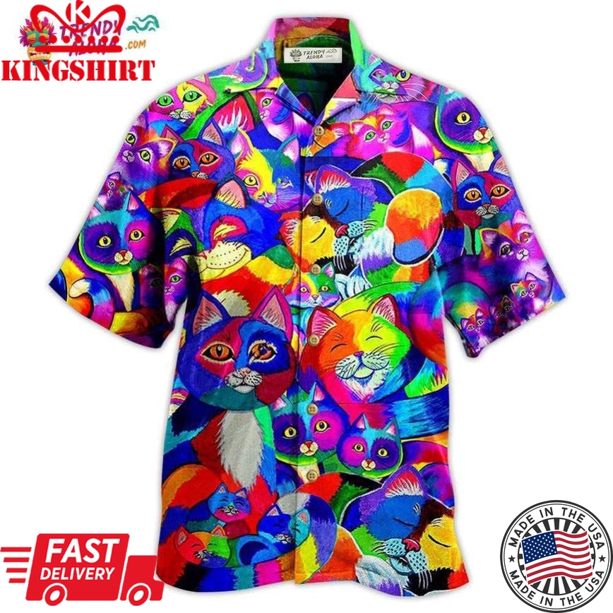 Cat Colorful Rainbow Hawaiian Shirt