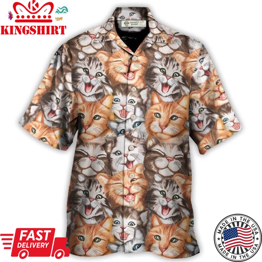 Cat Cute Happy Life With Funny Little Cat Hawaiian Shirt