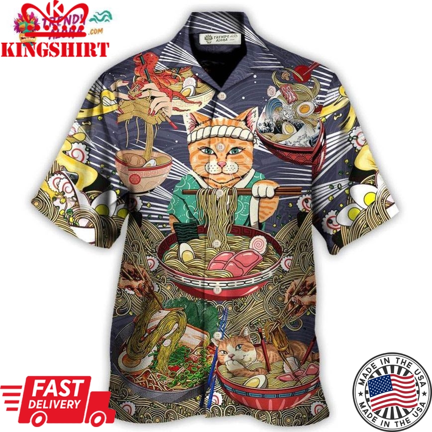 Cat Eating Ramen Lovely Hawaiian Shirt