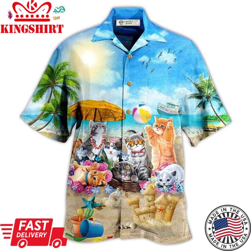 Cat Happy Love Beach Sunshine Hawaiian Shirt