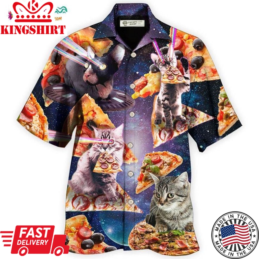 Cat Into The Galaxy Pizza Sky Hawaiian Shirt