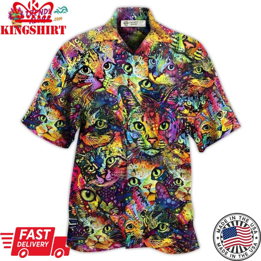 Cat Smile Colorfull Hawaiian Shirt