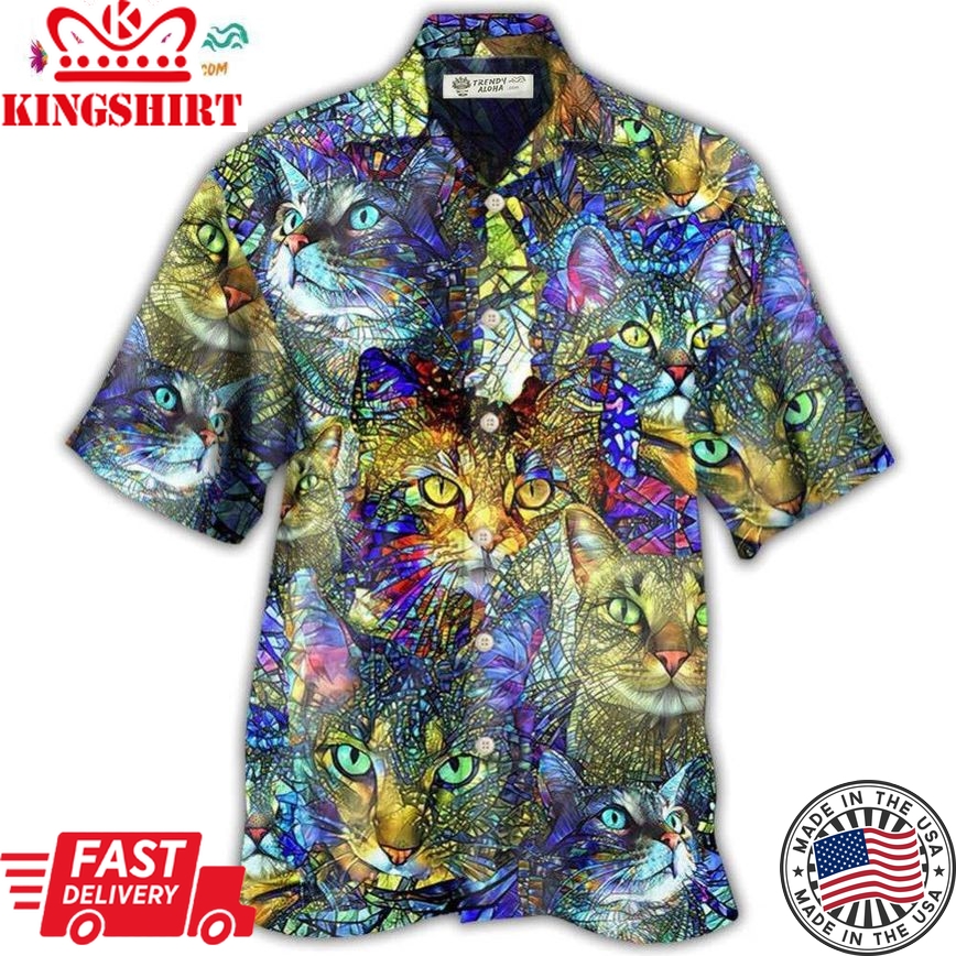 Cat Tabby Cat Lover Art Hawaiian Shirt