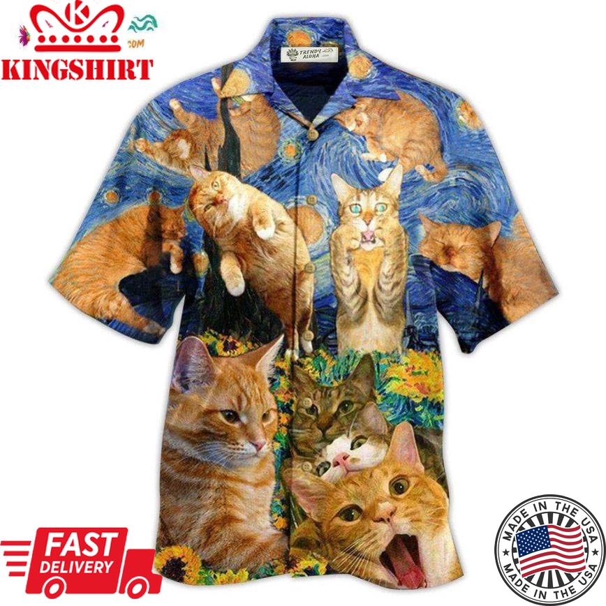 Cat The Sight Of Stars Makes Cat Dream Hawaiian Shirt