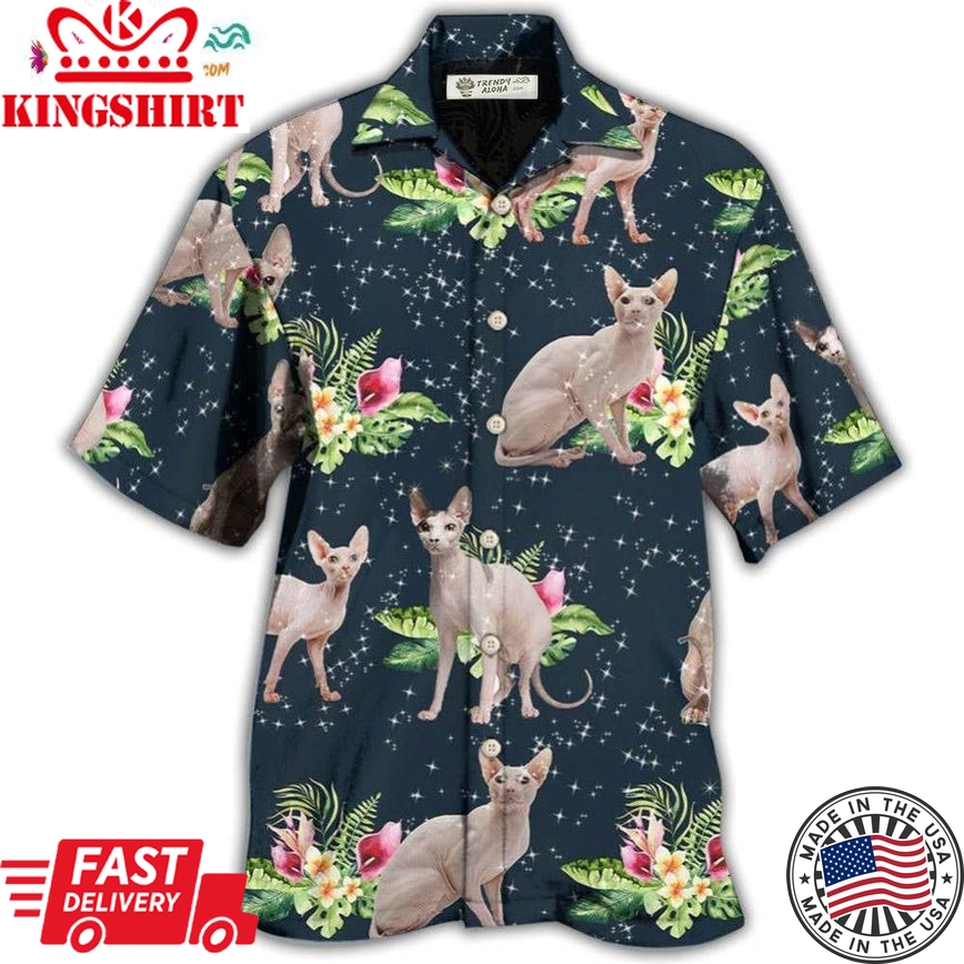 Cat Tropical Floral Sphynx Cat Hawaiian Shirt