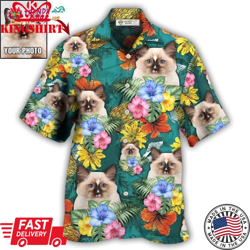 Cat Tropical Various Style Custom Photo Hawaiian Shirt