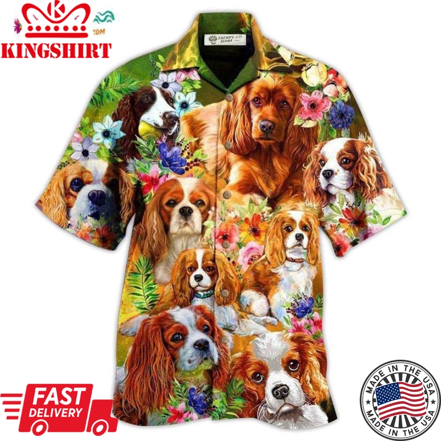 Cavalier King Charles Spaniel Dog The Best Therapy Has Fur And Four Legs Hawaiian Shirt