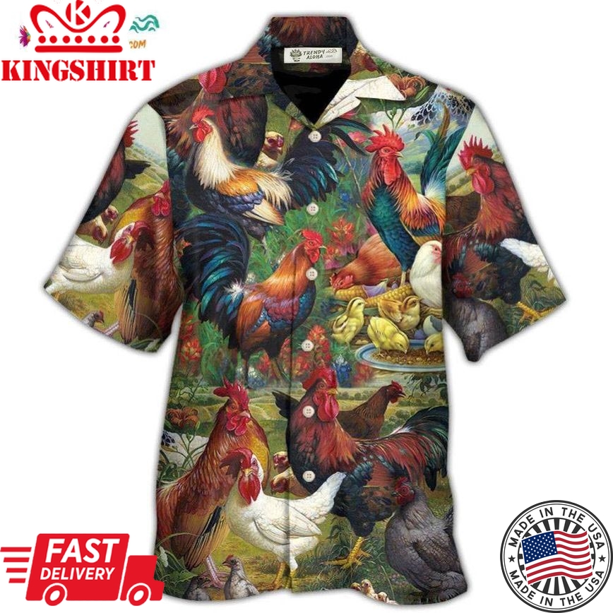 Chicken Lovers Retro Style Background Hawaiian Shirt