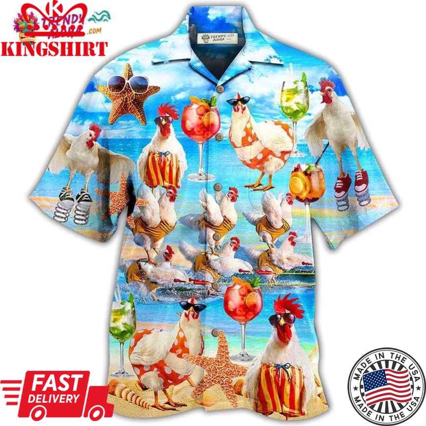 Chicken On The Beach Love Summer Hawaiian Shirt