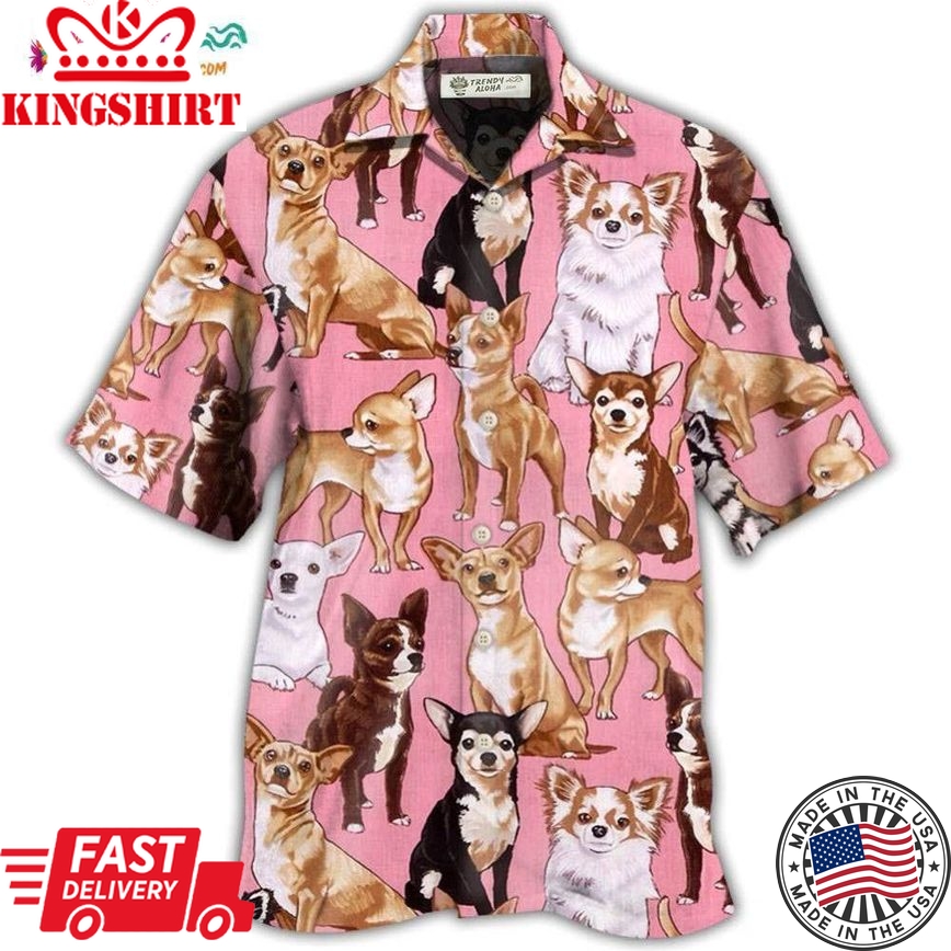 Chihuahua Dog Basic Pink Hawaiian Shirt