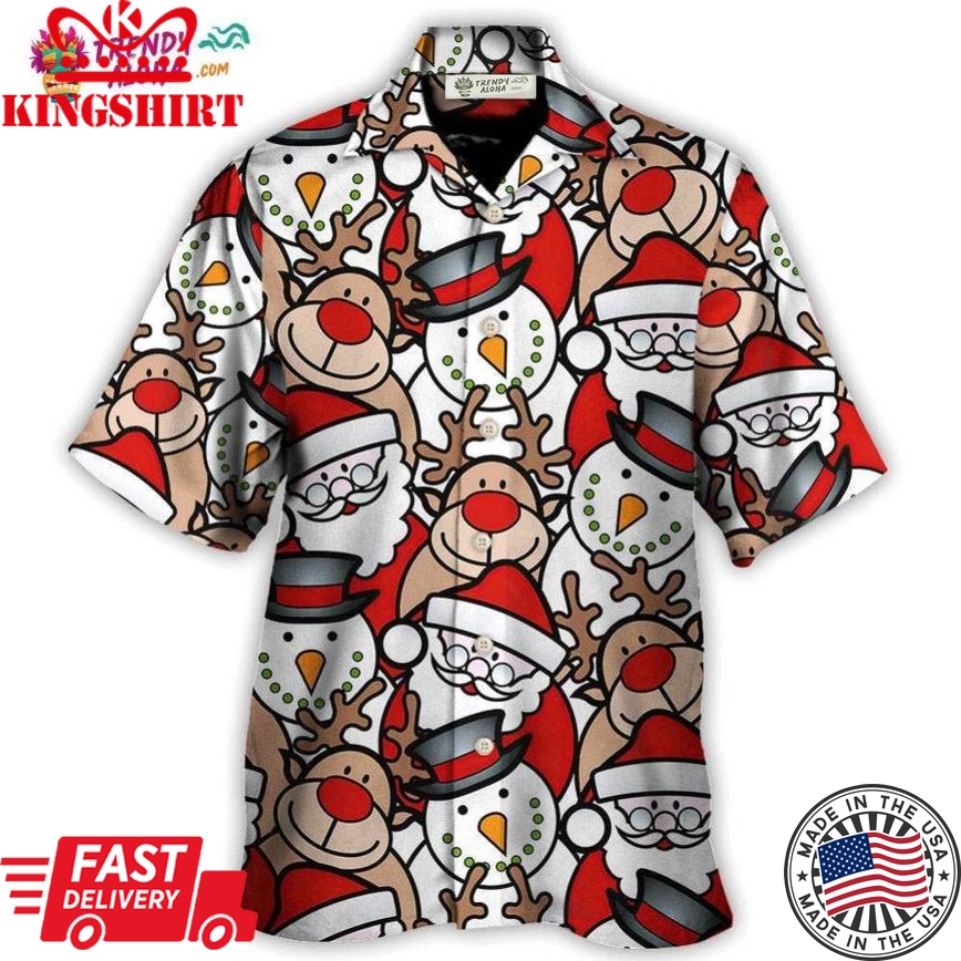 Christmas Cutie Santa And Reindeer Funny Style Hawaiian Shirt