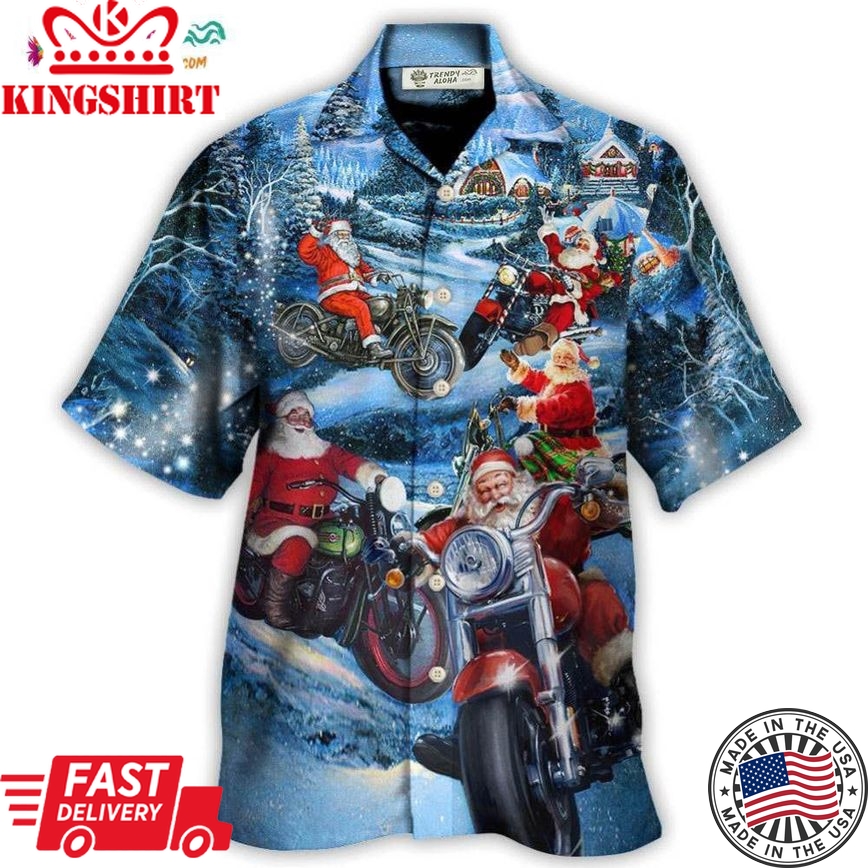 Christmas Driving With Santa Claus In Town Hawaiian Shirt