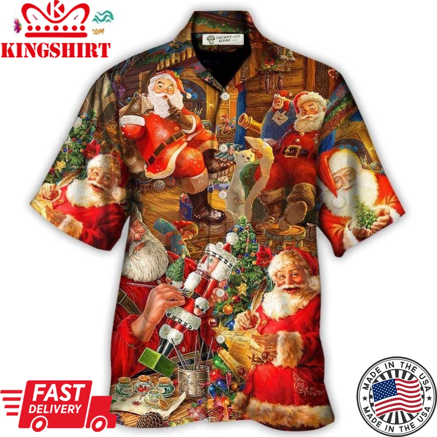 Christmas Funny Santa Claus Gift Xmas Is Coming Art Style Hawaiian Shirt