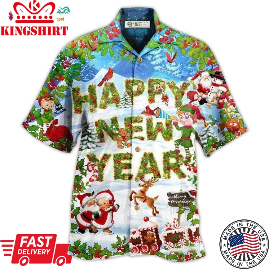 Christmas Happy New Year Snow Merry Christmas Hawaiian Shirt