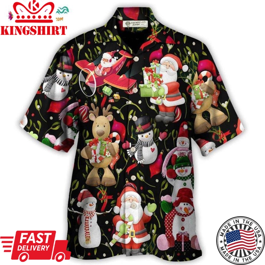 Christmas Joyful Santa Snowman Merry Xmas Hawaiian Shirt