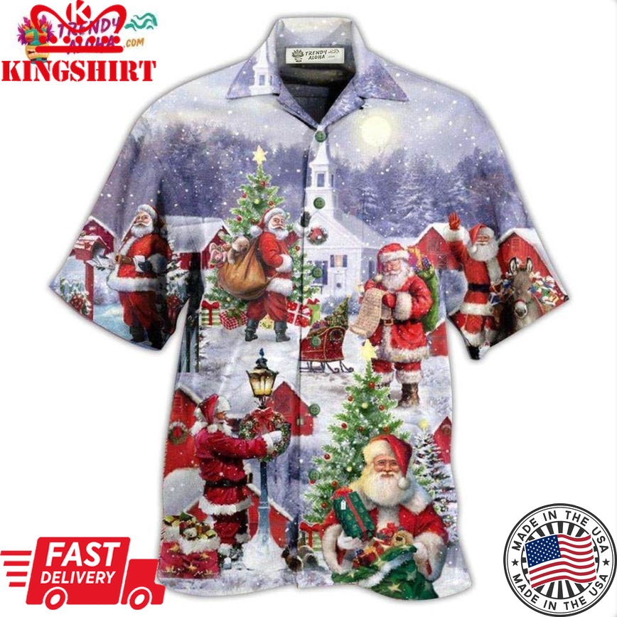 Christmas Merry Xmas Santa Claus Is Coming Hawaiian Shirt