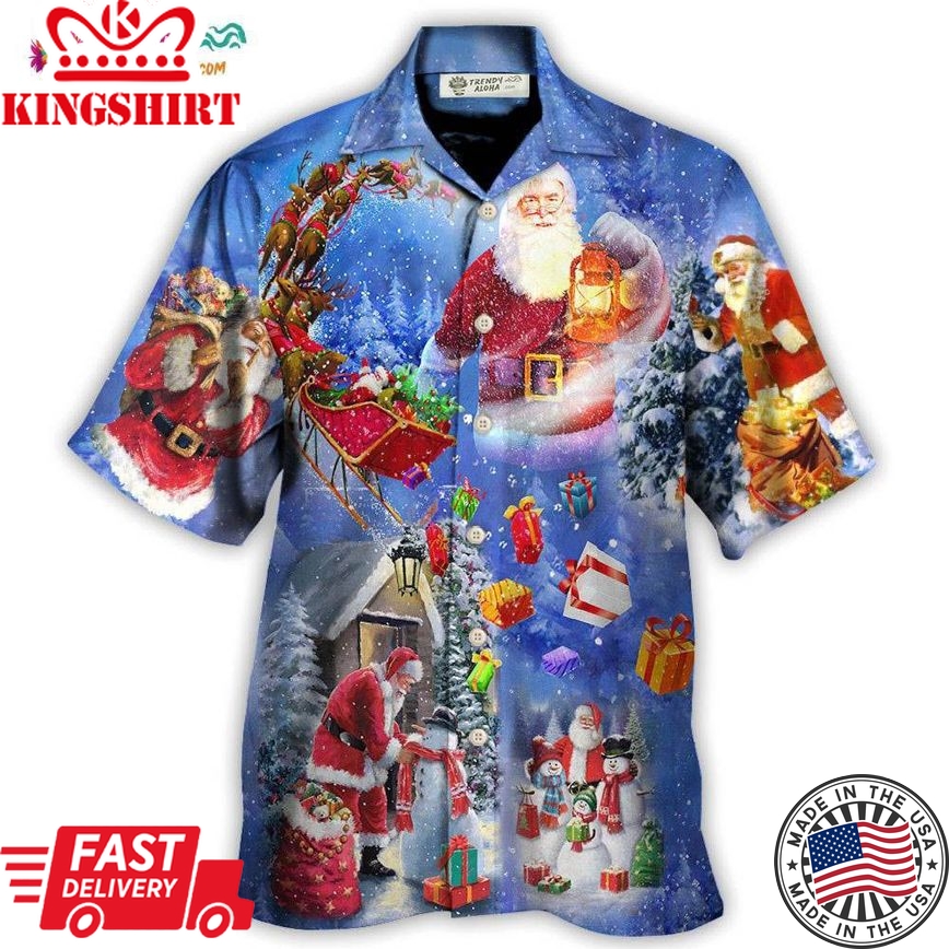 Christmas Merry Xmas Santa Claus Is Coming To Town Hawaiian Shirt