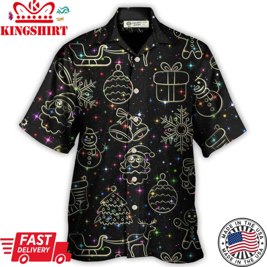 Christmas Neon Light Stary Amazing Night Hawaiian Shirt