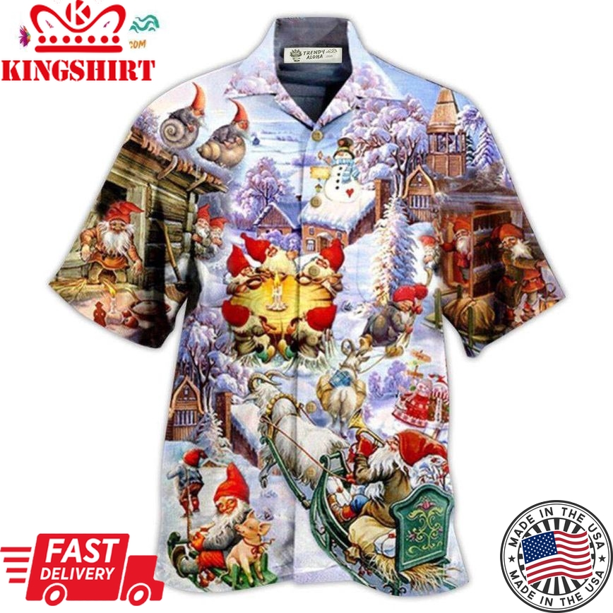 Christmas Oh Santa Claus Gnomes In Snow Hawaiian Shirt