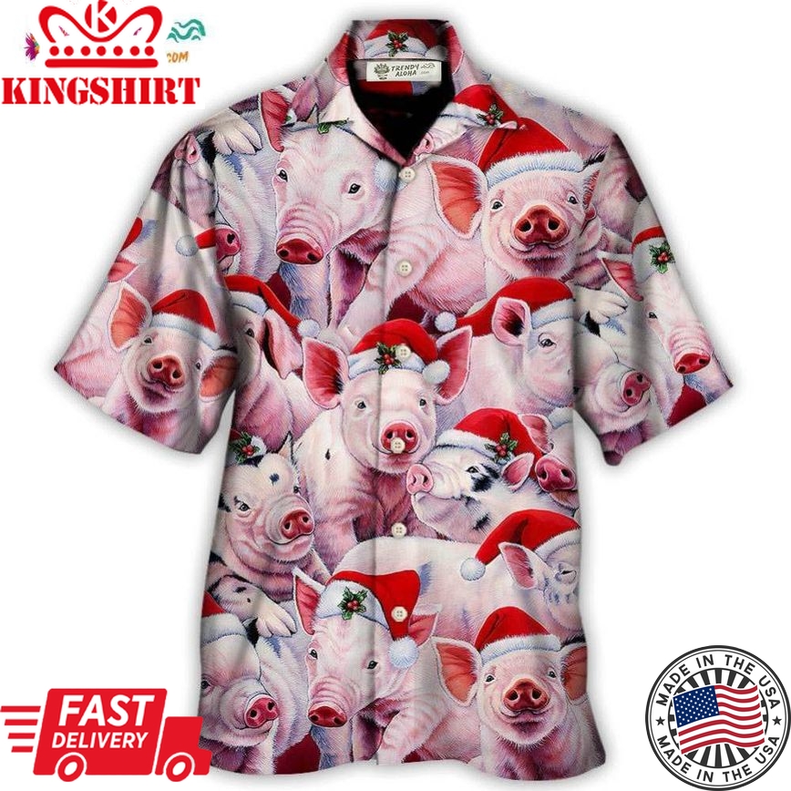 Christmas Piggies Funny Xmas Is Coming Art Style Hawaiian Shirt