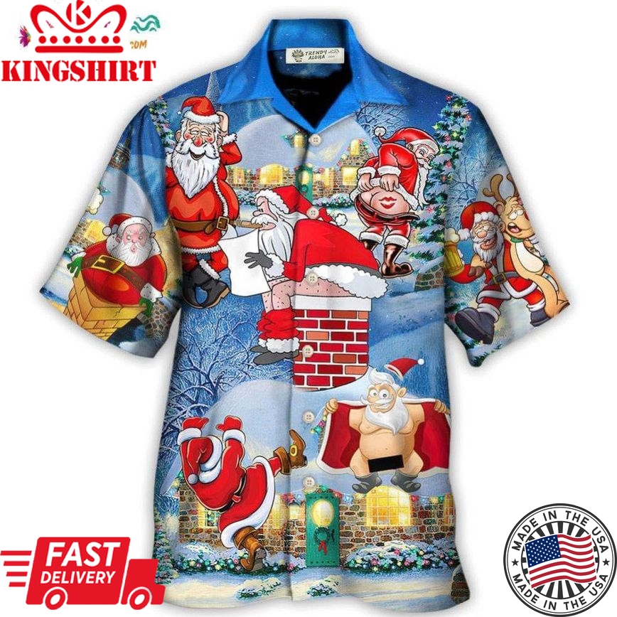 Christmas Rebellious Santa Claus Drunk Beer Troll Xmas Funny Hawaiian Shirt