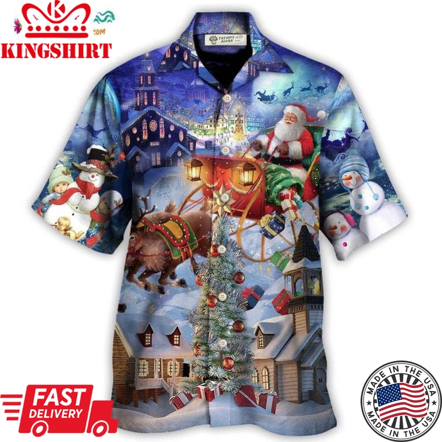 Christmas Rudolph Santa Claus Reindeer Gift Light Art Style Hawaiian Shirt