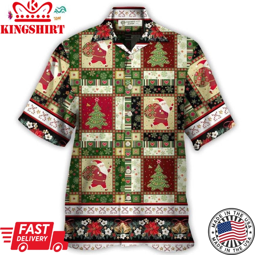 Christmas Santa And Fir-Tree Hawaiian Shirt