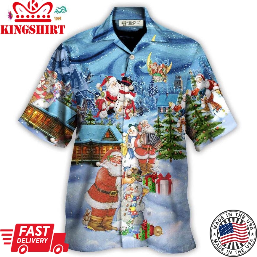 Christmas Santa And Snowman Best Friends Hawaiian Shirt