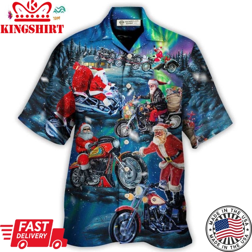 Christmas Santa Biker Crazy Driving Hawaiian Shirt