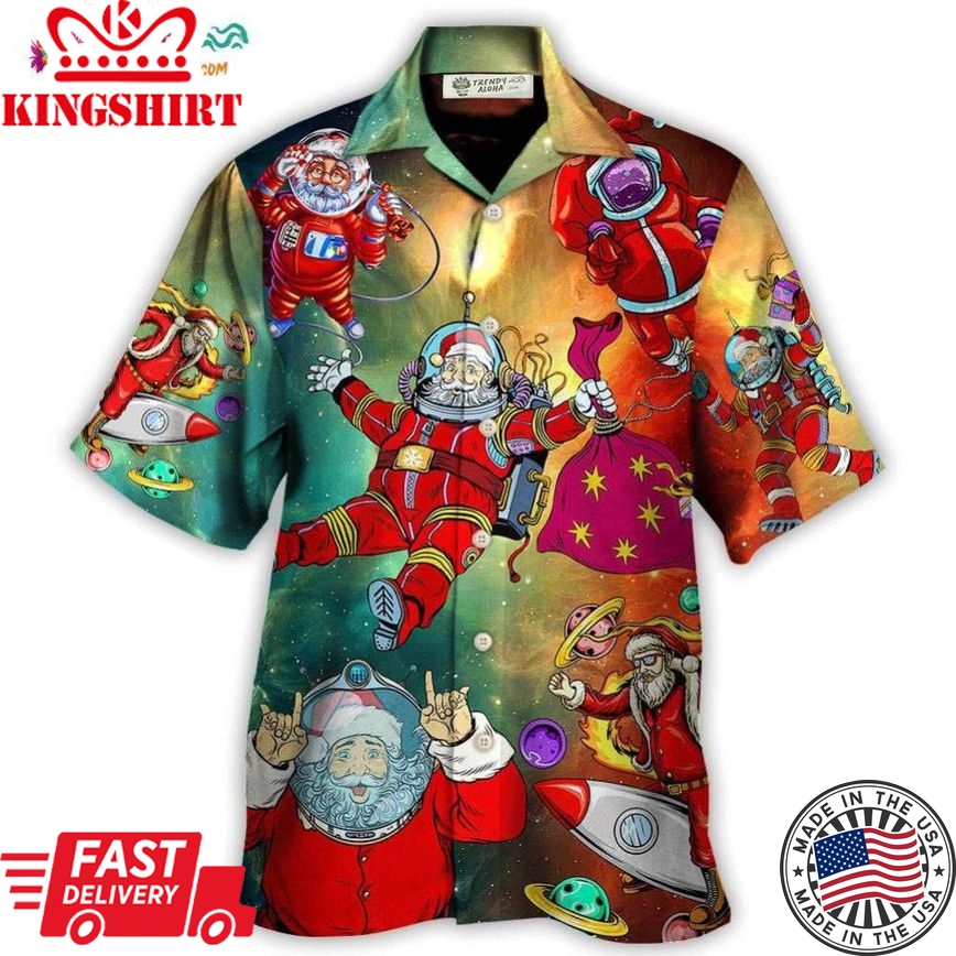 Christmas Santa Claus Astronaut Story In The Galaxy Hawaiian Shirt