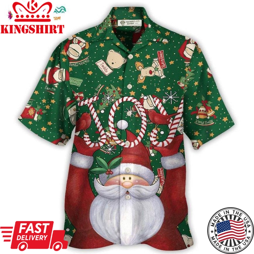 Christmas Santa Claus Lover Joy Green Style Hawaiian Shirt