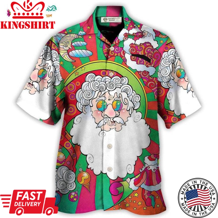 Christmas Santa Claus Psychedelic Colorful Hawaiian Shirt