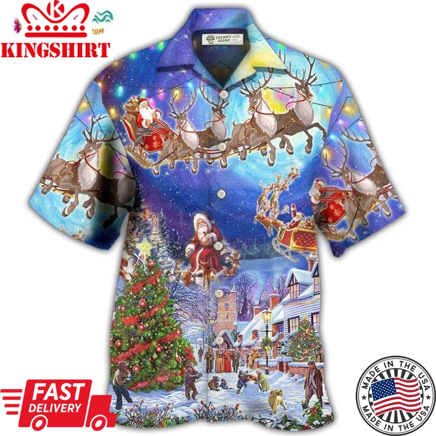 Christmas Santa Claus Snow Night Village Hawaiian Shirt