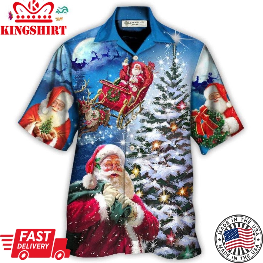 Christmas Santa Claus Story Happy Christmas Is Coming Art Style Hawaiian Shirt