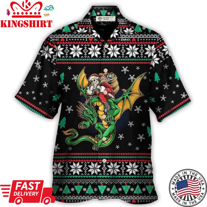 Christmas Santa Claus With Dragon Hawaiian Shirt