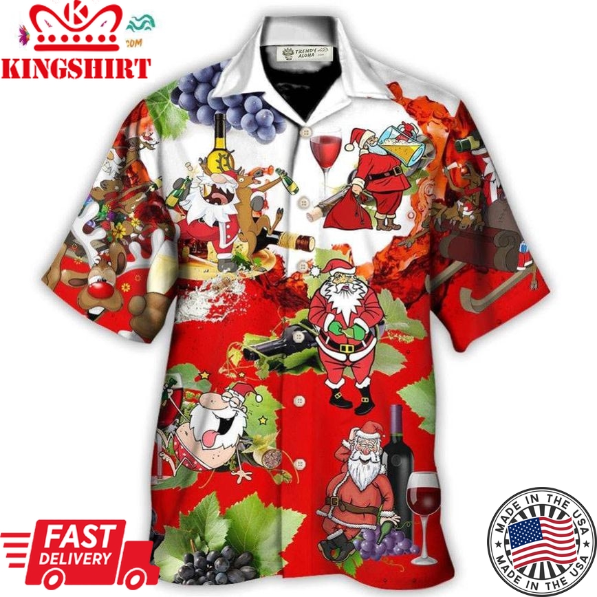 Christmas Santa Get Drunk At Christmas Party Hawaiian Shirt