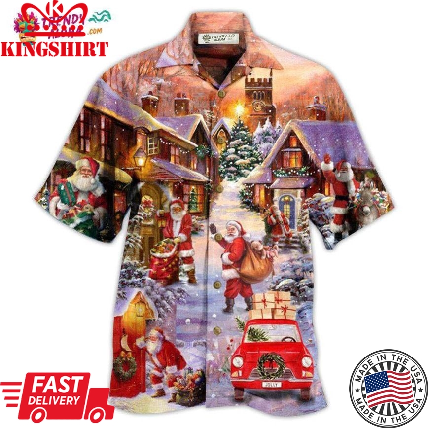 Christmas Santa Is Delivering Love Christmas Street Hawaiian Shirt