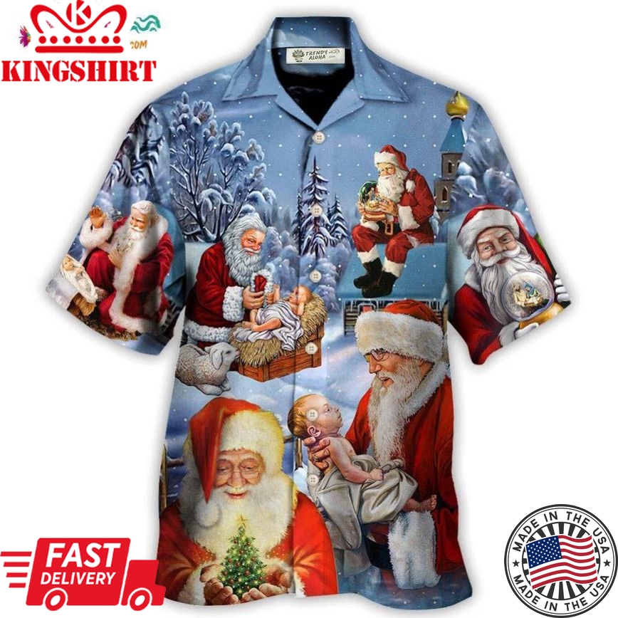 Christmas Santa Love Jesus Happy Xmas Is Coming Hawaiian Shirt